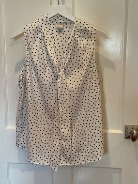 A New Day white with black Polk-o-dots sleeveless blouse, XL